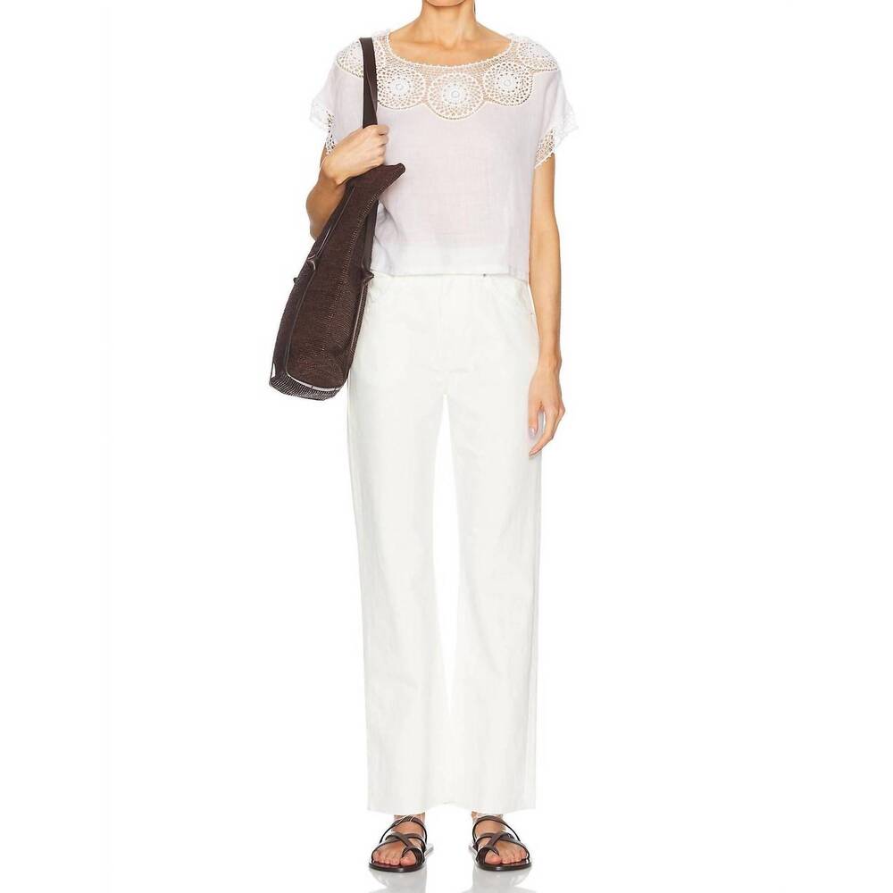 NEW NILI LOTAN calla high-rise slim straight leg ankle jeans in cream - Picture 6 of 7